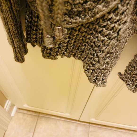 ‼️Close Out‼️ Sweater Coat, Taupe, Beautiful shiny faux fur accent - Picture 6 of 10